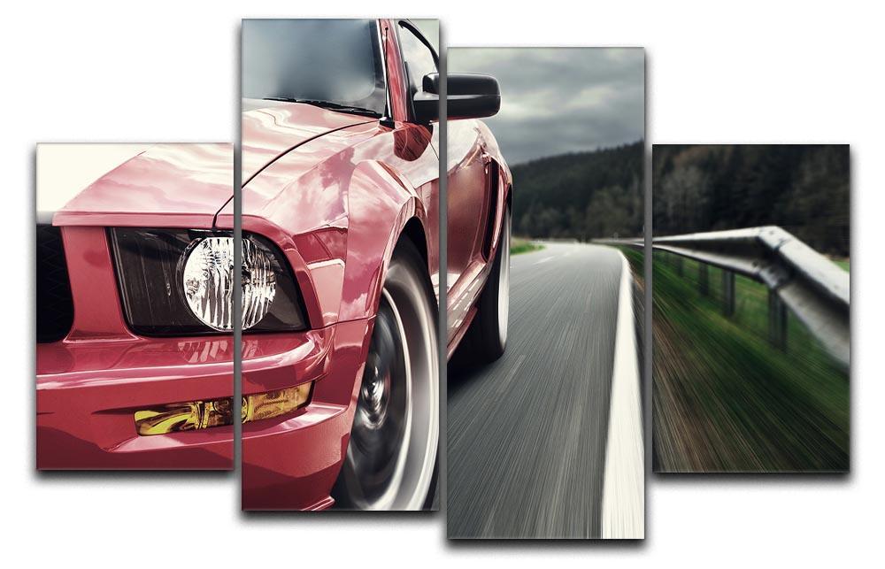 Red sport car 4 Split Panel Canvas  - Canvas Art Rocks - 1