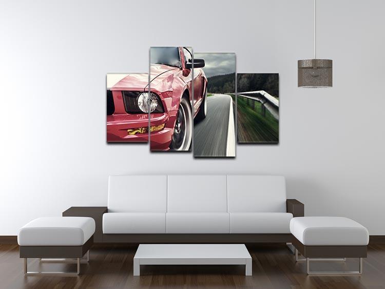 Red sport car 4 Split Panel Canvas  - Canvas Art Rocks - 3