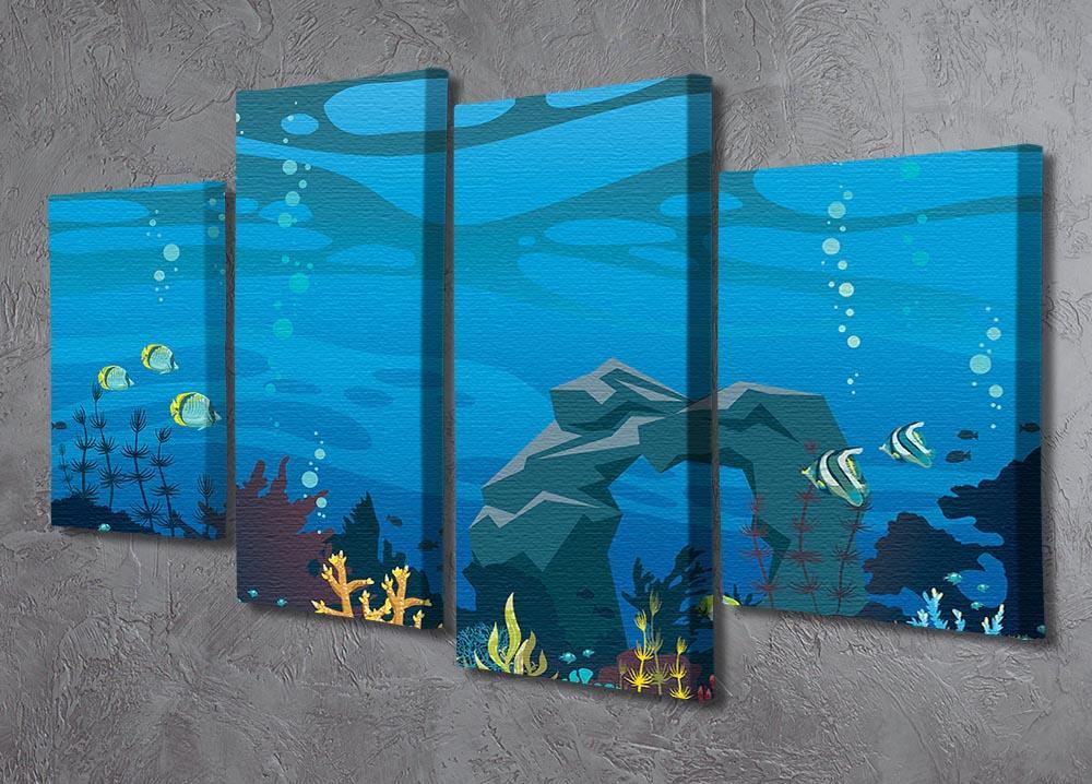 Reef with fish and stone arch 4 Split Panel Canvas  - Canvas Art Rocks - 2