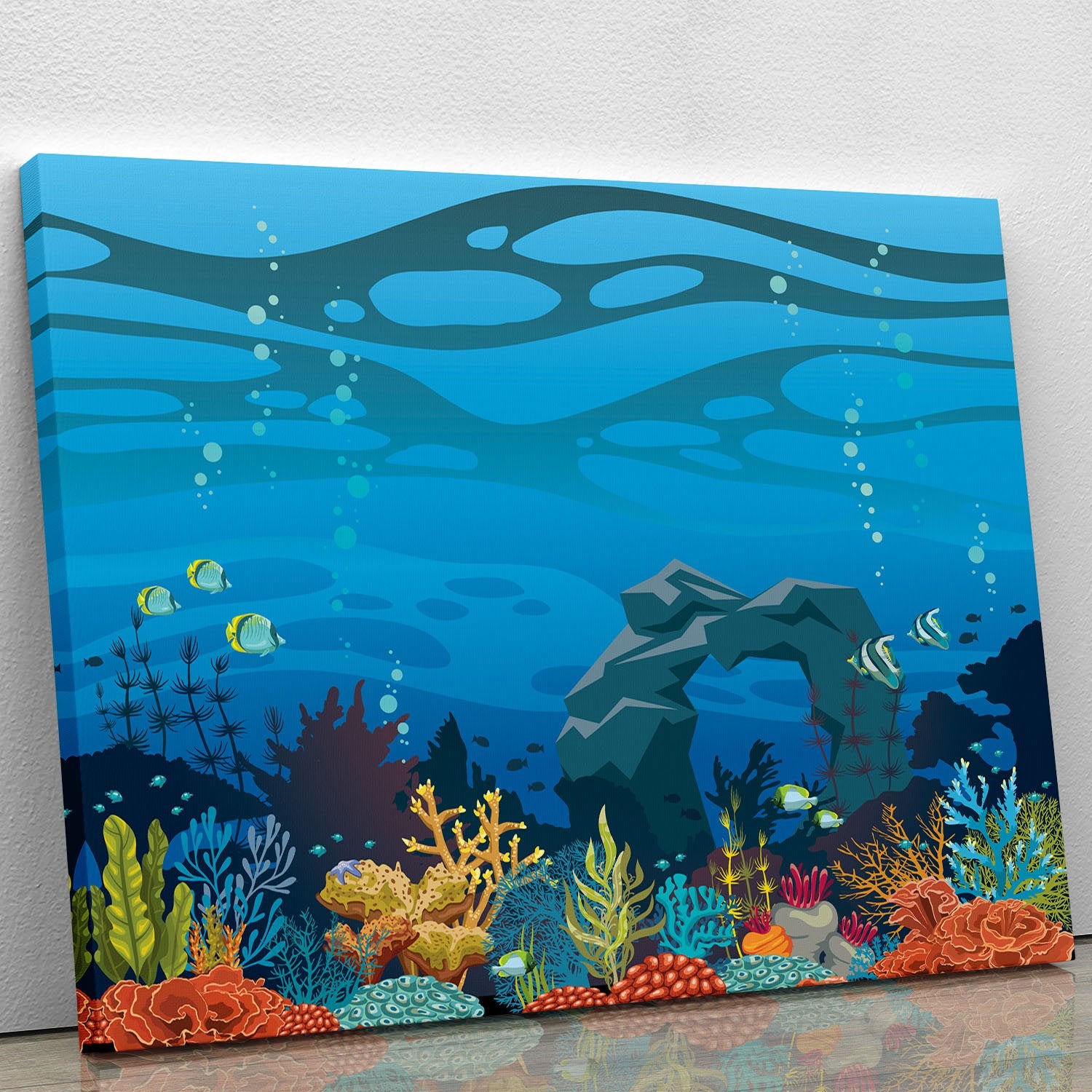 Reef with fish and stone arch Canvas Print or Poster