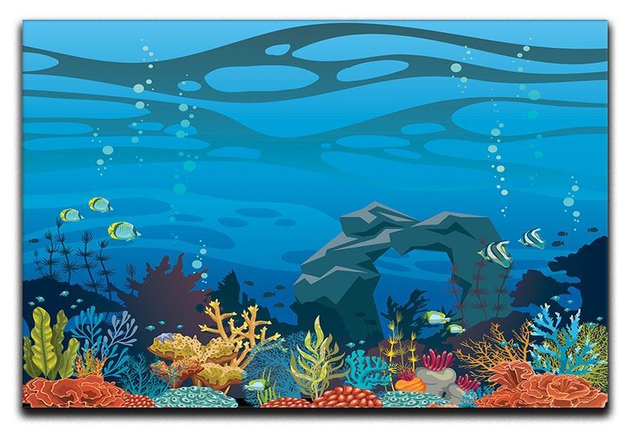Reef with fish and stone arch Canvas Print or Poster  - Canvas Art Rocks - 1
