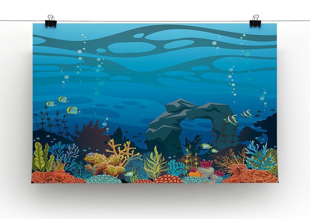 Reef with fish and stone arch Canvas Print or Poster - Canvas Art Rocks - 2