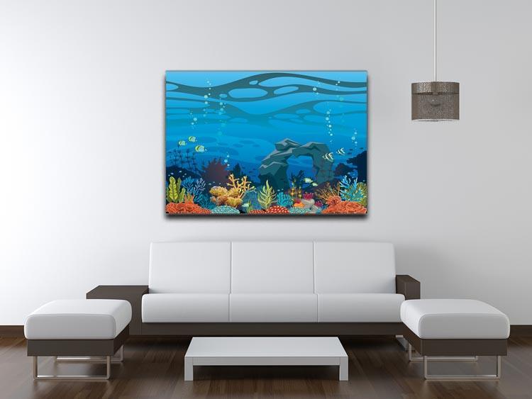 Reef with fish and stone arch Canvas Print or Poster - Canvas Art Rocks - 4