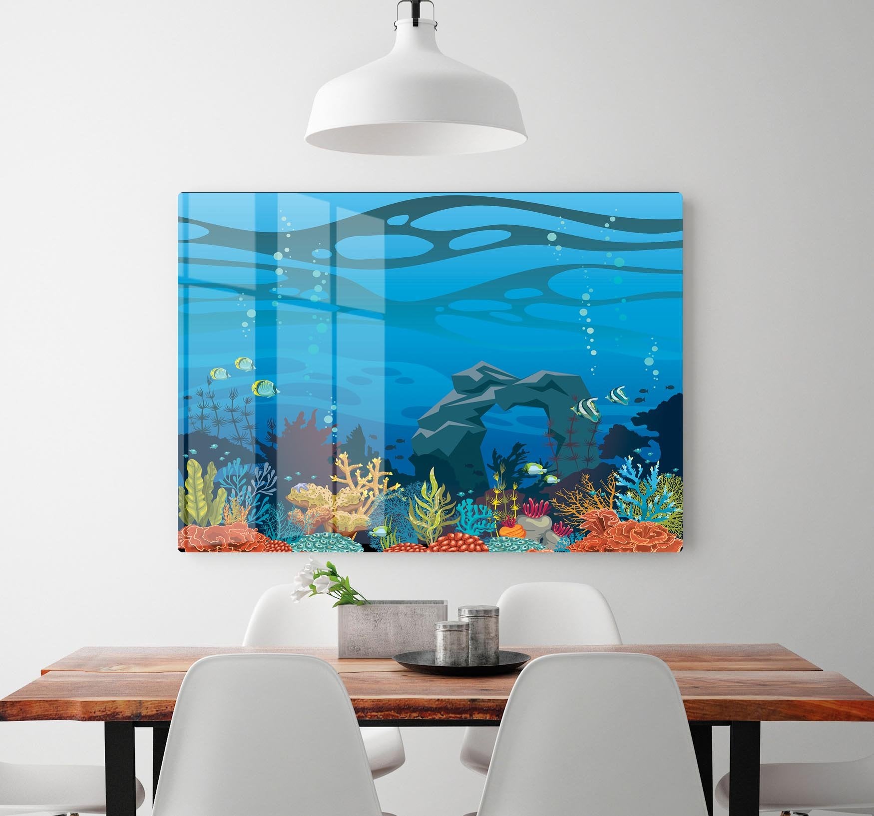 Reef with fish and stone arch HD Metal Print