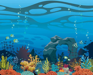 Reef with fish and stone arch Wall Mural Wallpaper - Canvas Art Rocks - 1