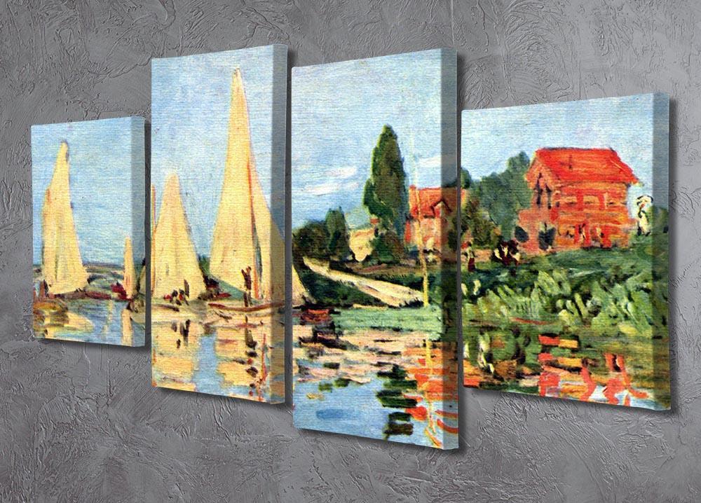 Regatta at Argenteuil by Monet 4 Split Panel Canvas - Canvas Art Rocks - 2
