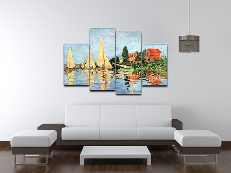 Regatta at Argenteuil by Monet 4 Split Panel Canvas - Canvas Art Rocks - 3