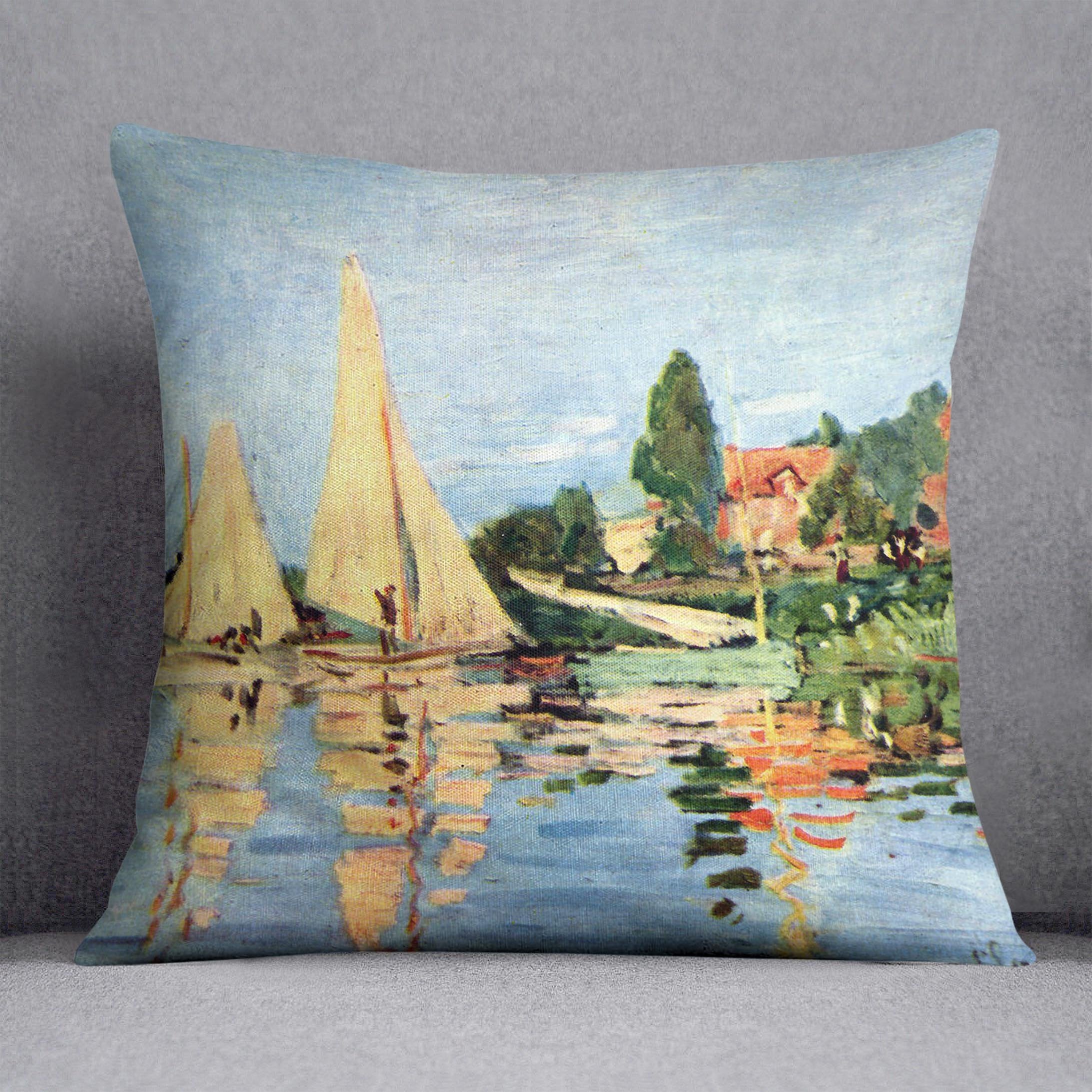 Regatta at Argenteuil by Monet Throw Pillow