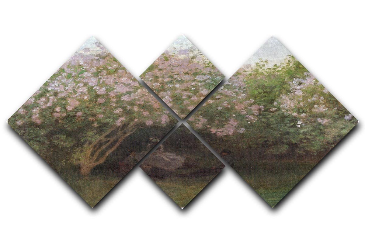 Repos sous les lilas 1872 by Monet 4 Square Multi Panel Canvas  - Canvas Art Rocks - 1