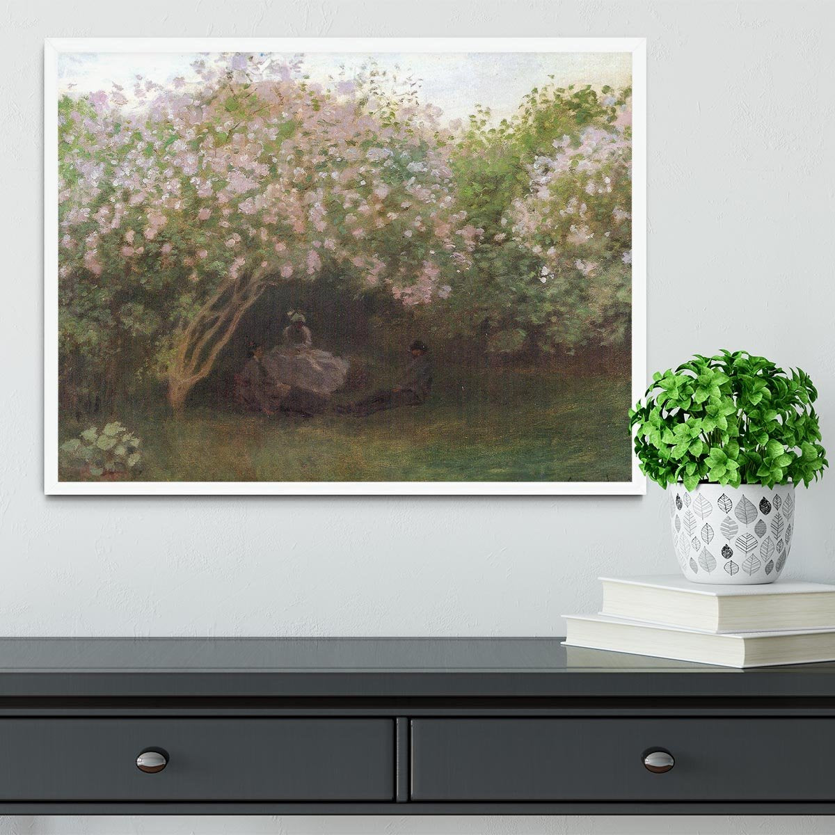 Repos sous les lilas 1872 by Monet Framed Print - Canvas Art Rocks -6