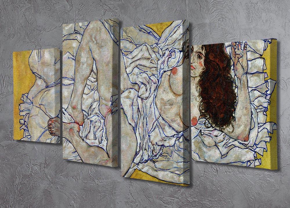 Resting nude by Egon Schiele 4 Split Panel Canvas - Canvas Art Rocks - 2