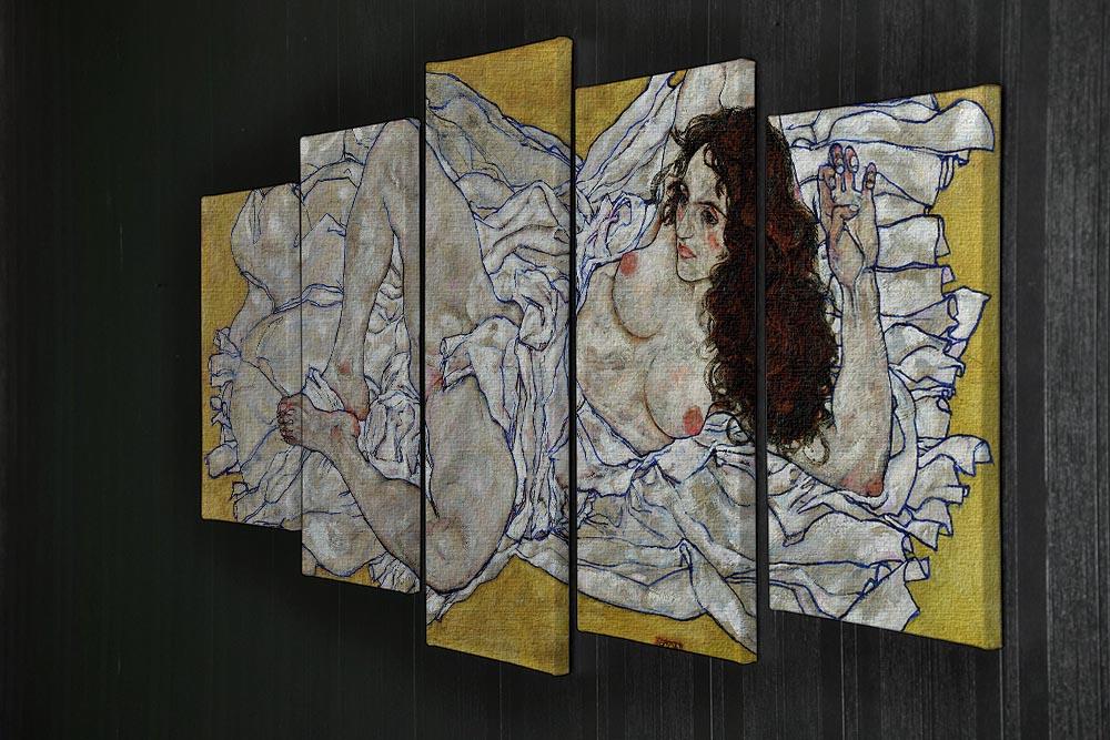 Resting nude by Egon Schiele 5 Split Panel Canvas - Canvas Art Rocks - 2