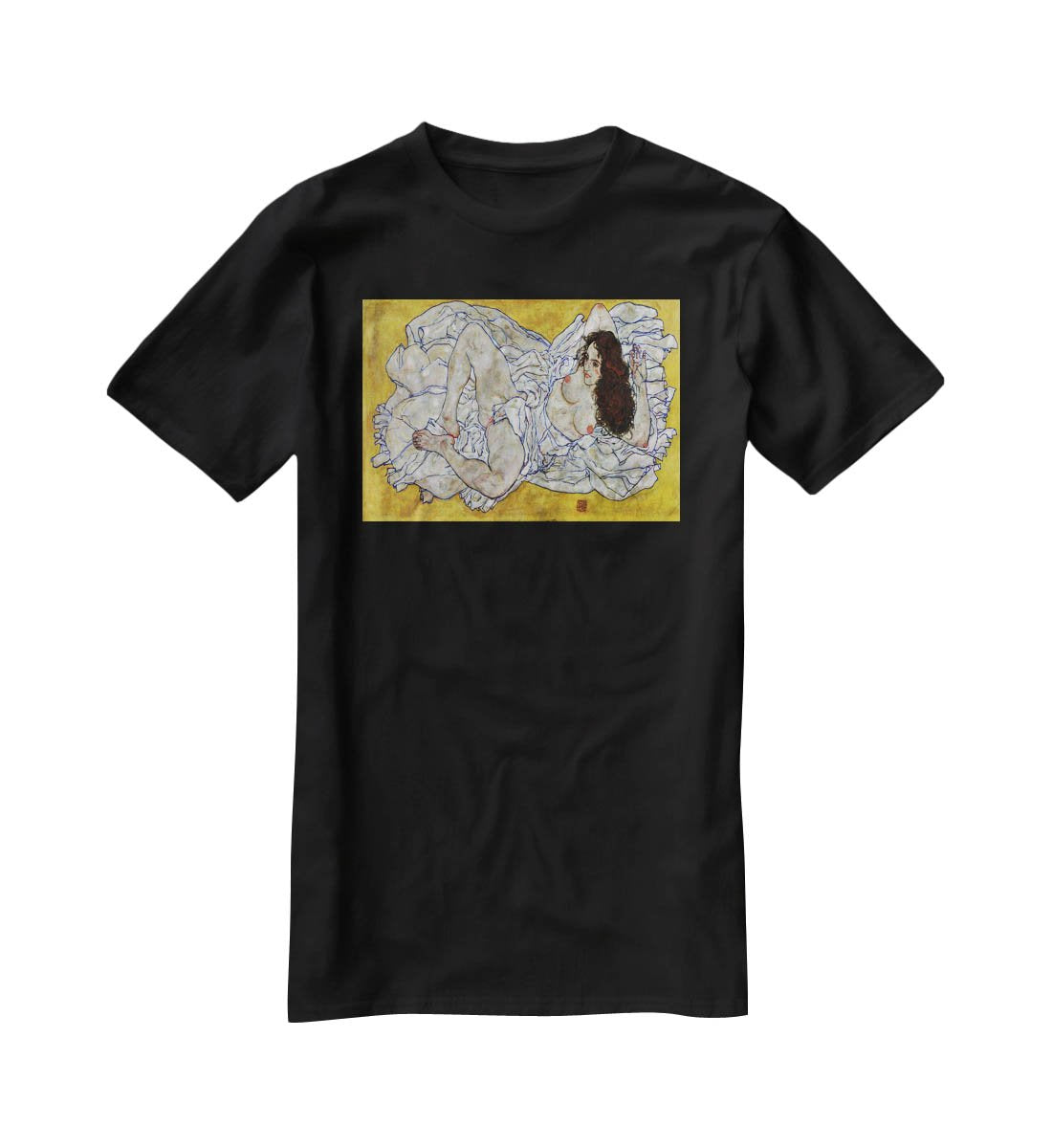 Resting nude by Egon Schiele T-Shirt - Canvas Art Rocks - 1