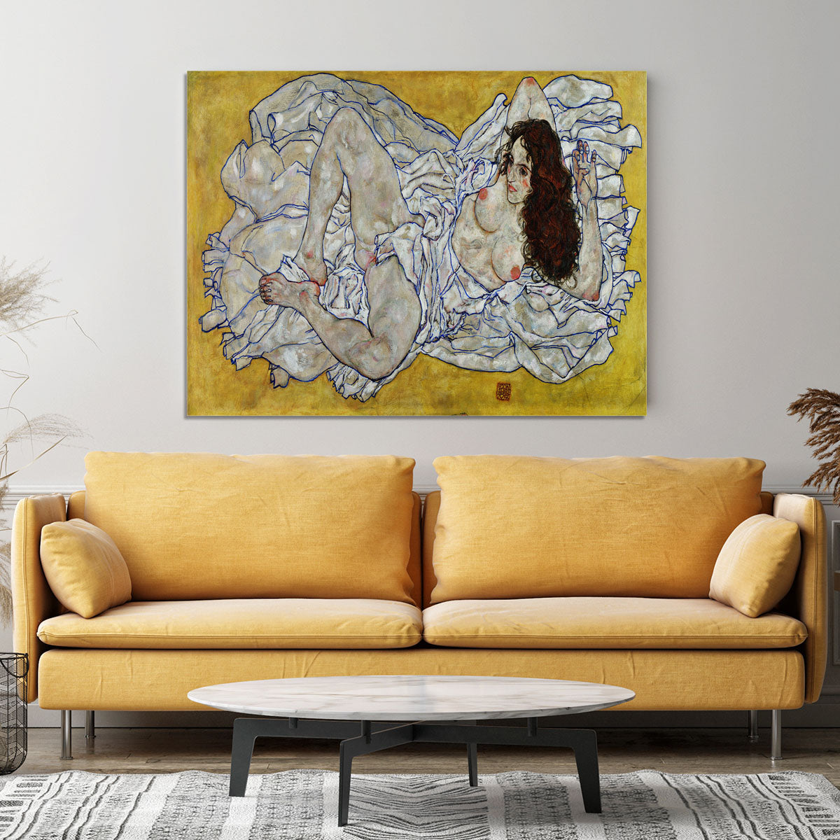 Resting nude by Egon Schiele Canvas Print or Poster - Canvas Art Rocks - 4