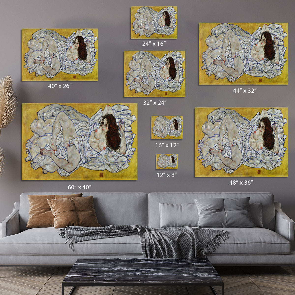 Resting nude by Egon Schiele Canvas Print or Poster - Canvas Art Rocks - 7