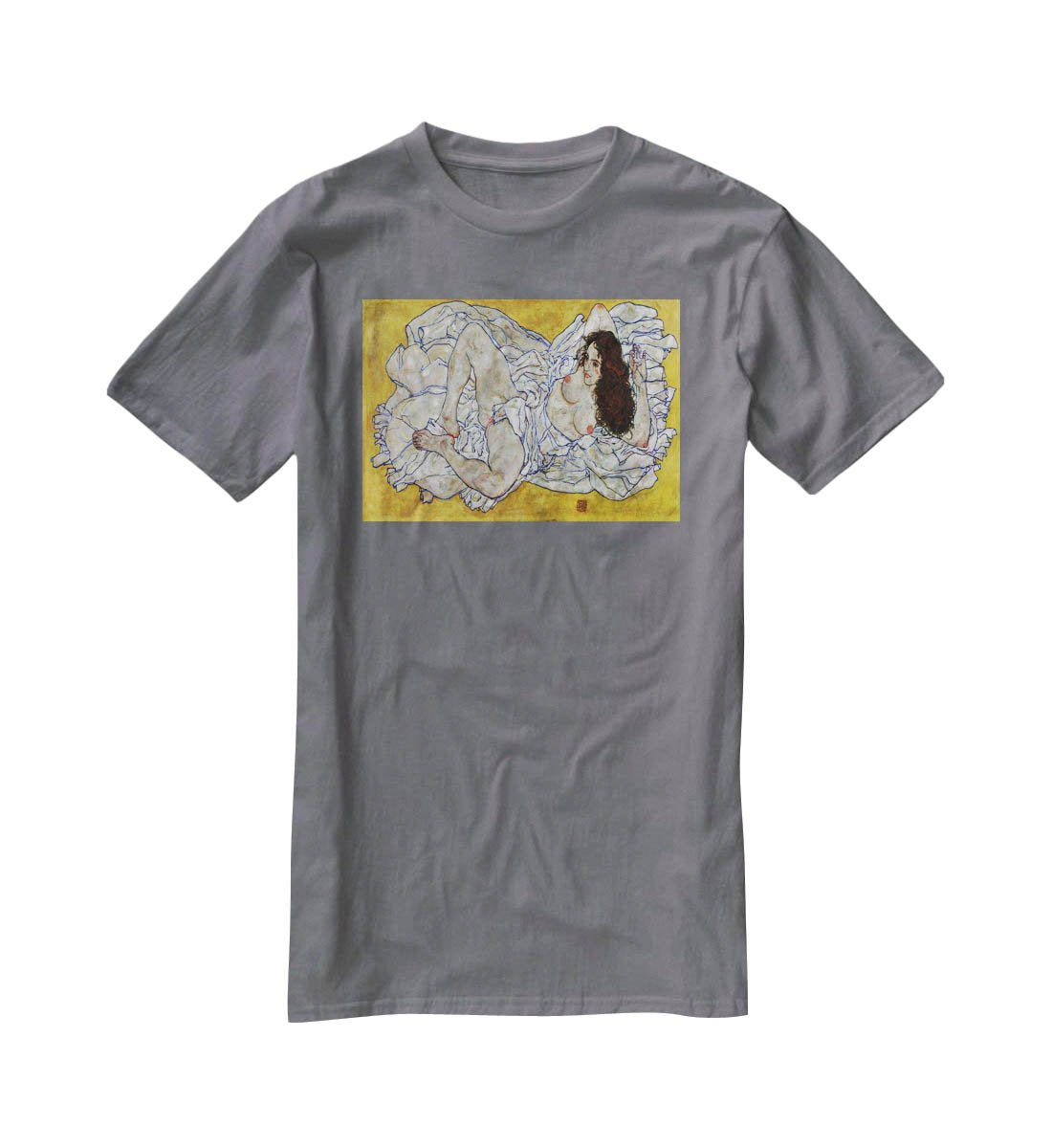 Resting nude by Egon Schiele T-Shirt - Canvas Art Rocks - 3