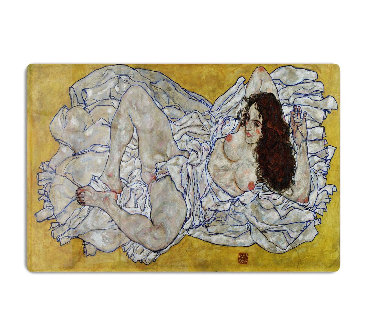 Resting nude by Egon Schiele HD Metal Print - Canvas Art Rocks - 1