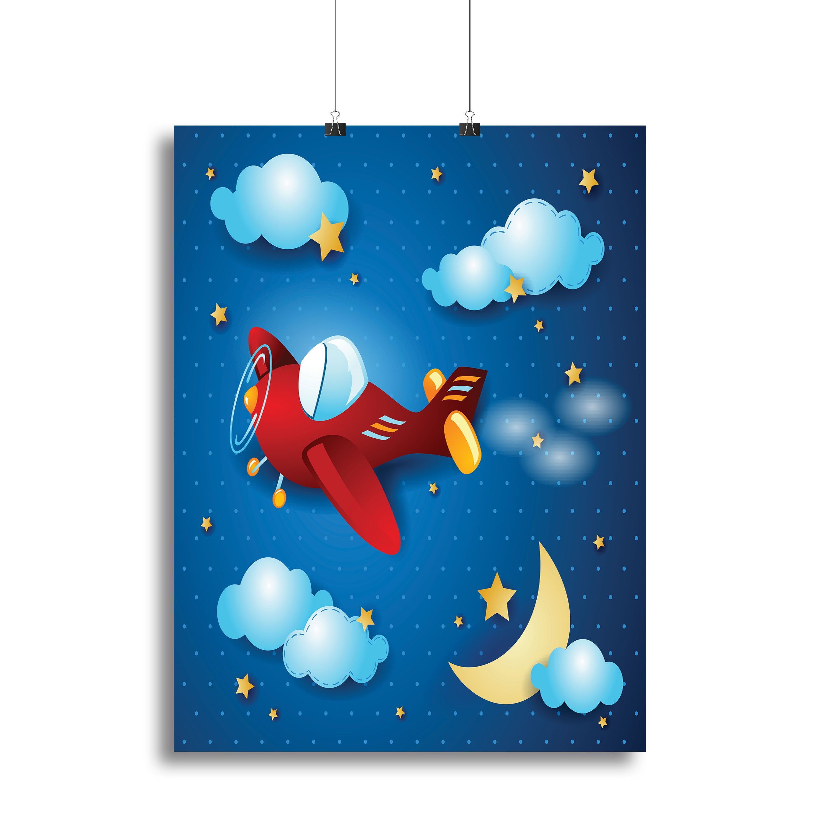Retro airplane by night Canvas Print or Poster