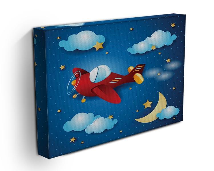 Retro airplane by night Canvas Print or Poster - Canvas Art Rocks - 3