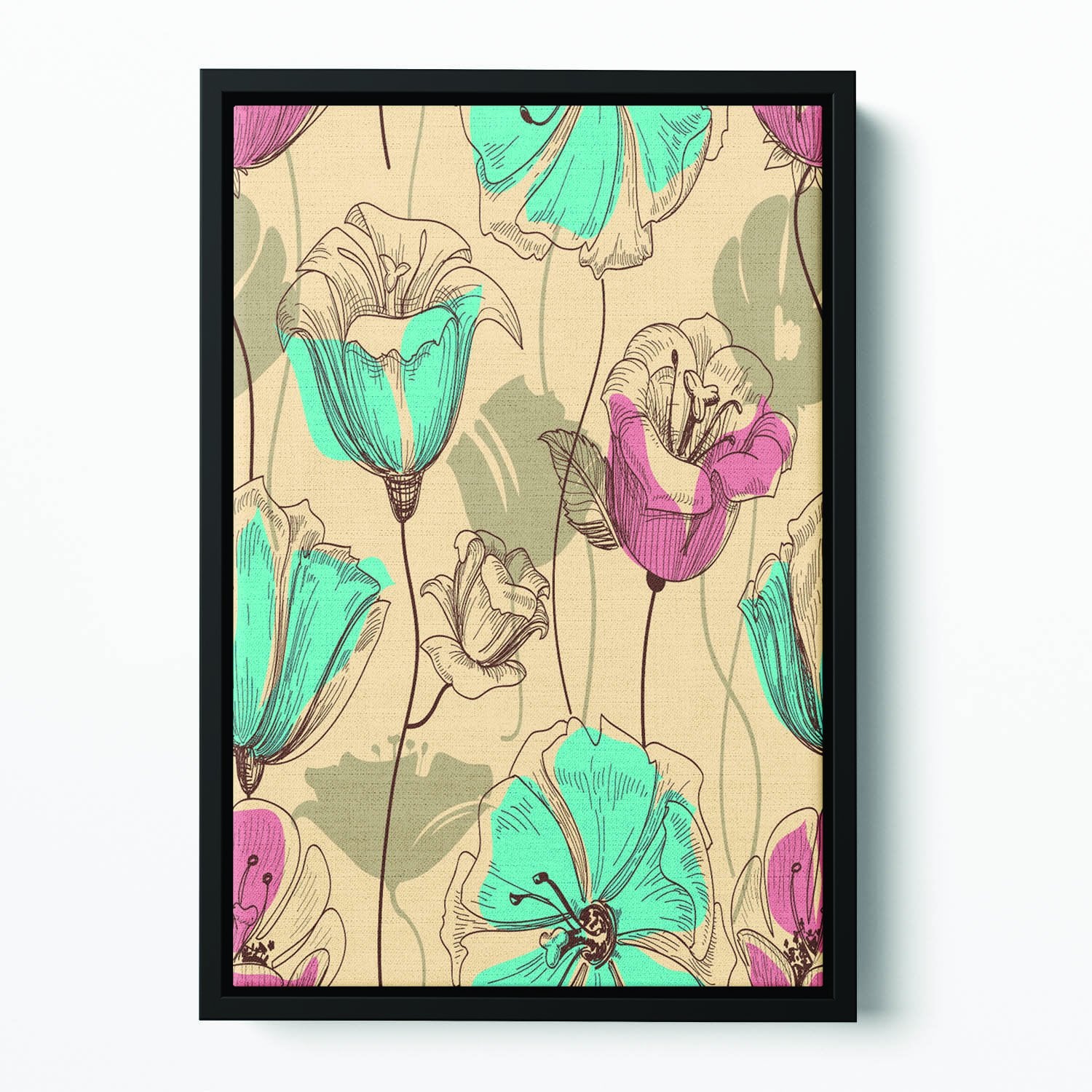 Retro floral seamless pattern Floating Framed Canvas
