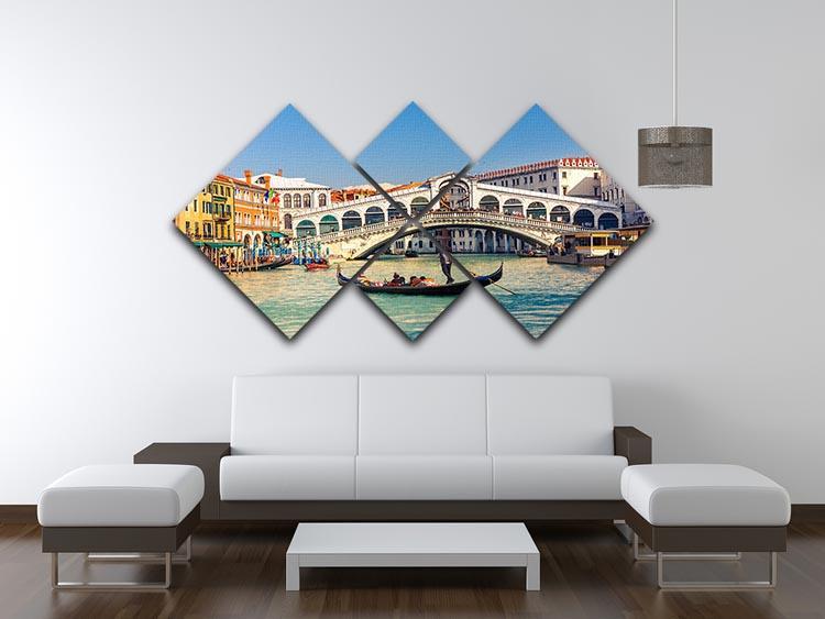 Rialto Bridge Venice 4 Square Multi Panel Canvas  - Canvas Art Rocks - 3
