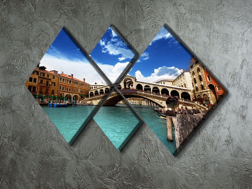 Rialto bridge in Venice 4 Square Multi Panel Canvas  - Canvas Art Rocks - 2
