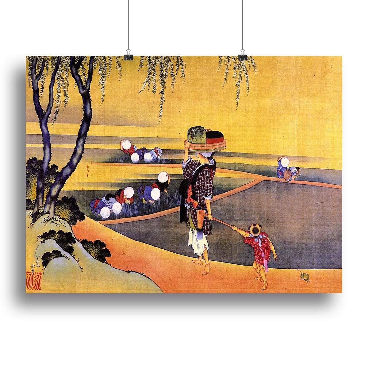Rice fields by Hokusai Canvas Print or Poster