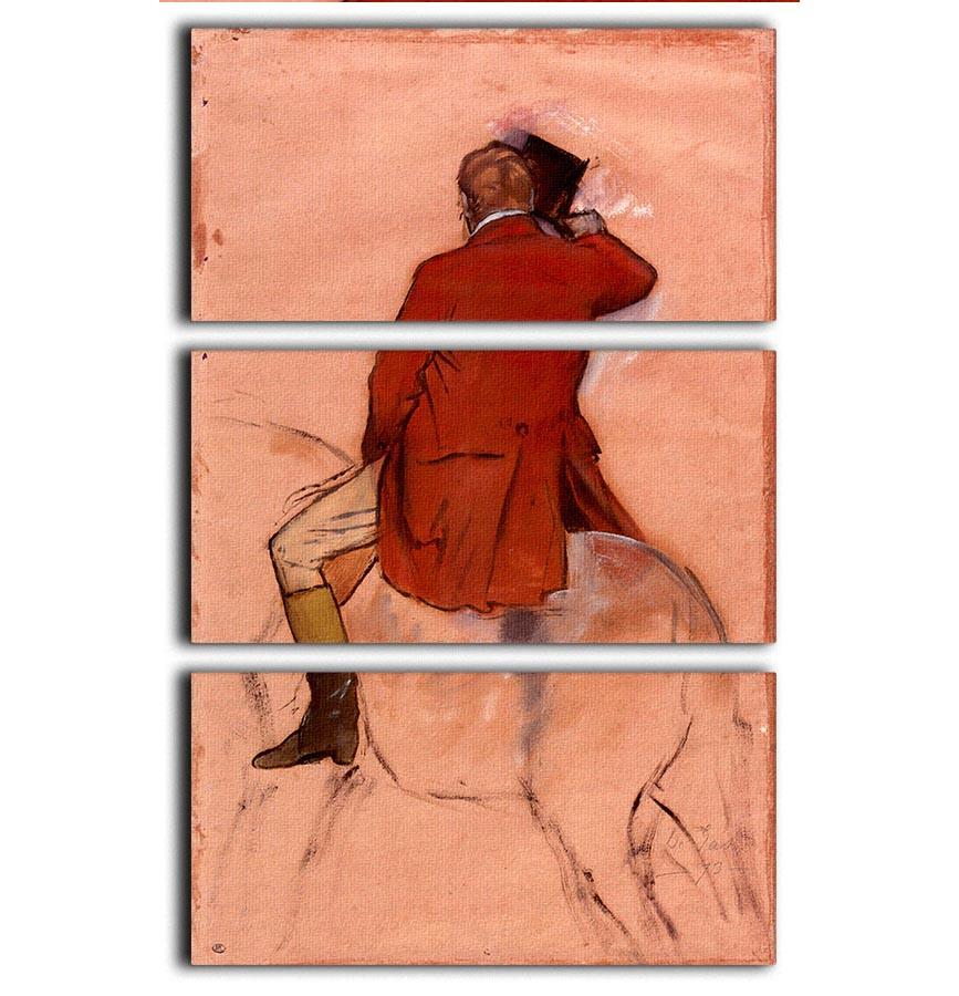 Rider with red jacket by Degas 3 Split Panel Canvas Print - Canvas Art Rocks - 1
