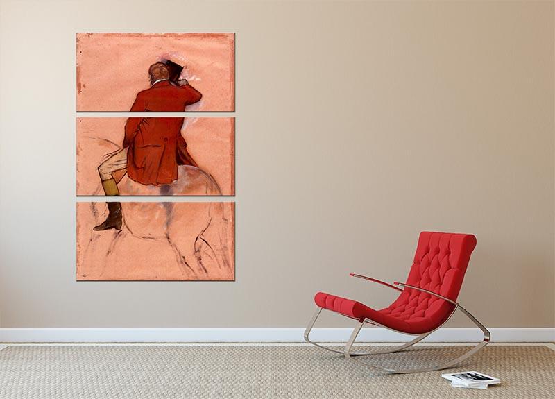 Rider with red jacket by Degas 3 Split Panel Canvas Print - Canvas Art Rocks - 2
