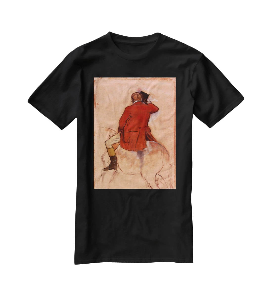 Rider with red jacket by Degas T-Shirt - Canvas Art Rocks - 1