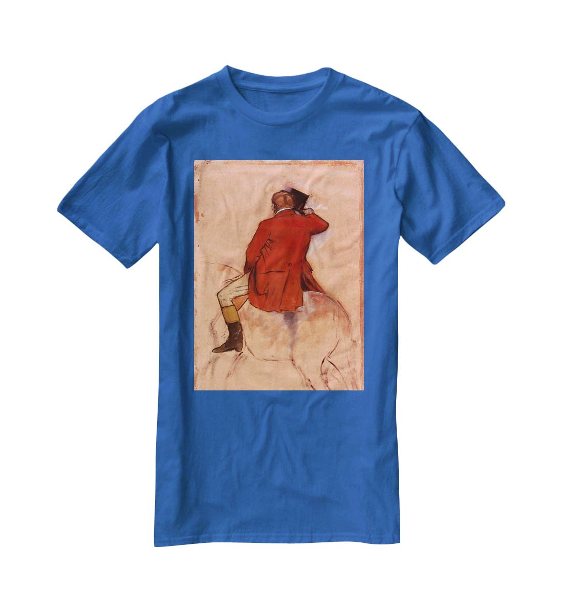 Rider with red jacket by Degas T-Shirt - Canvas Art Rocks - 2