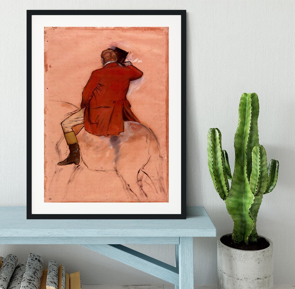 Rider with red jacket by Degas Framed Print - Canvas Art Rocks - 1