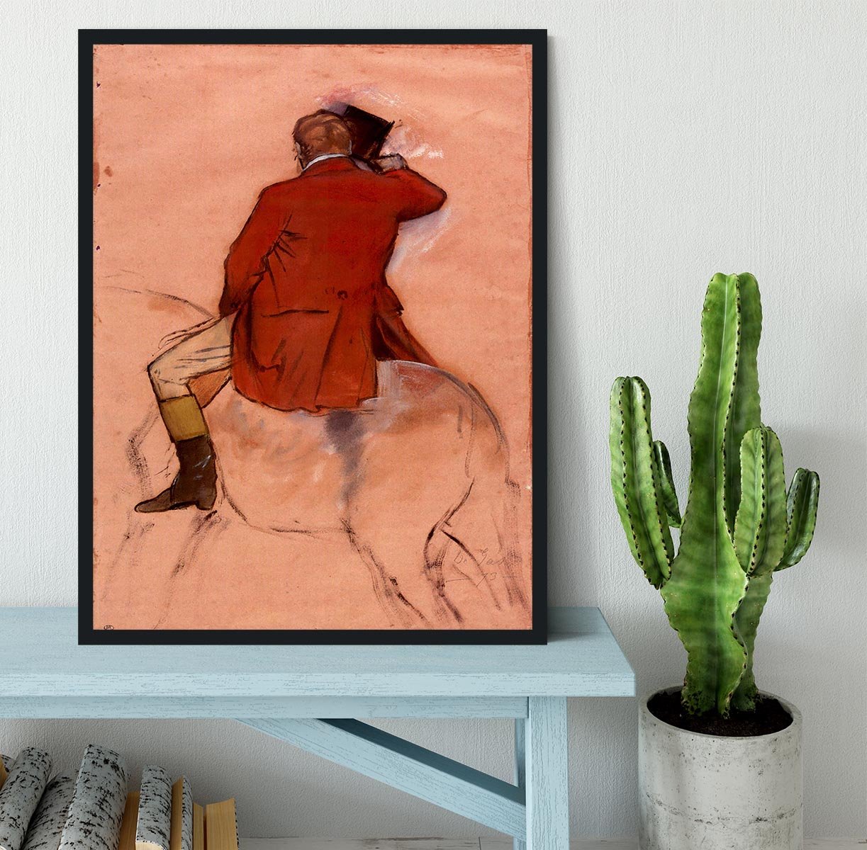 Rider with red jacket by Degas Framed Print - Canvas Art Rocks - 2