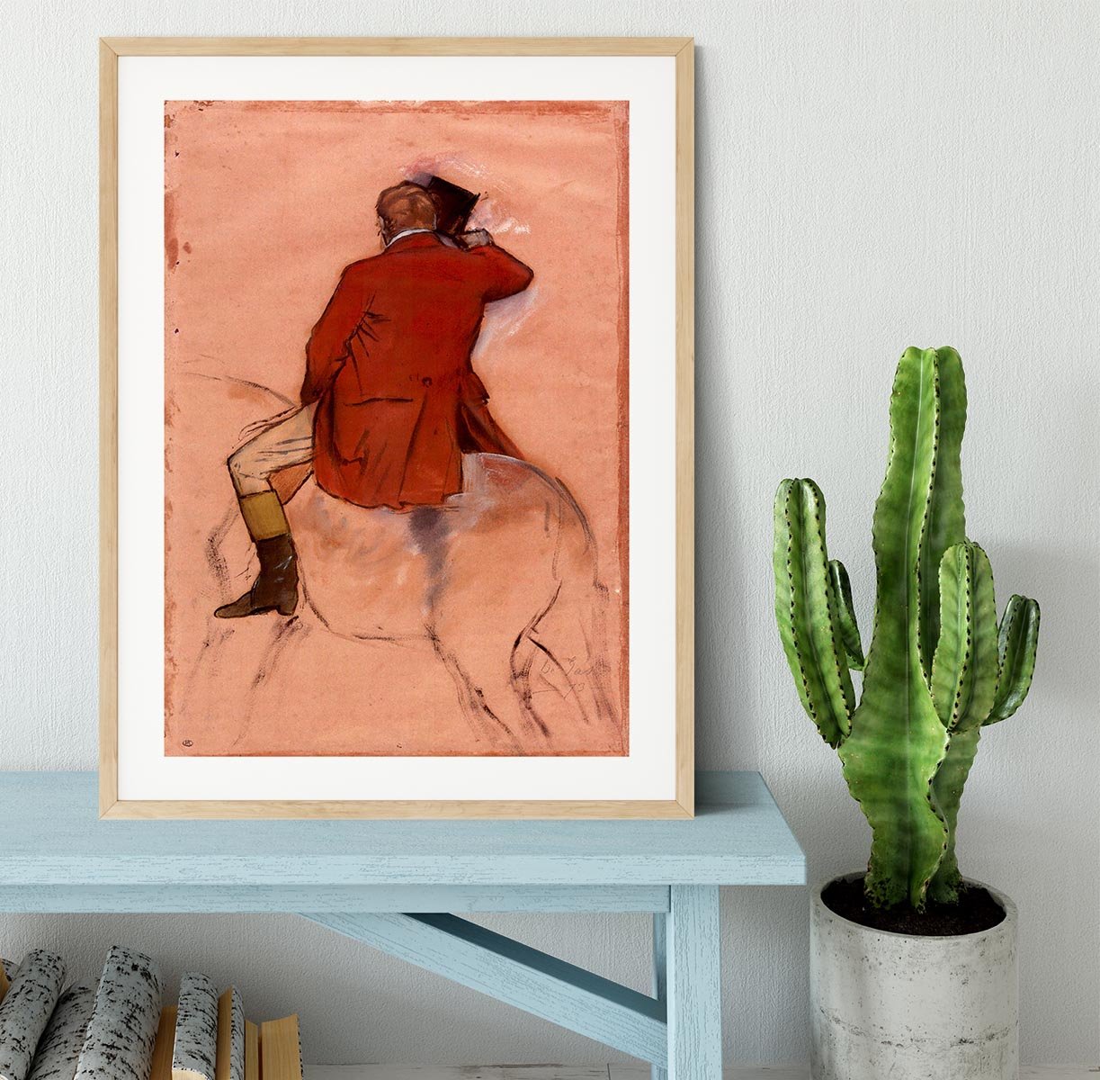 Rider with red jacket by Degas Framed Print - Canvas Art Rocks - 3