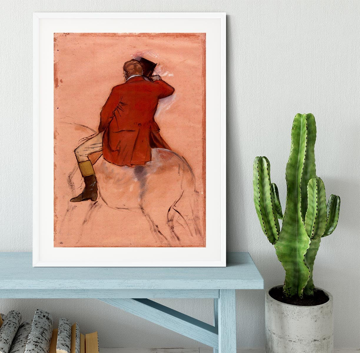 Rider with red jacket by Degas Framed Print - Canvas Art Rocks - 5
