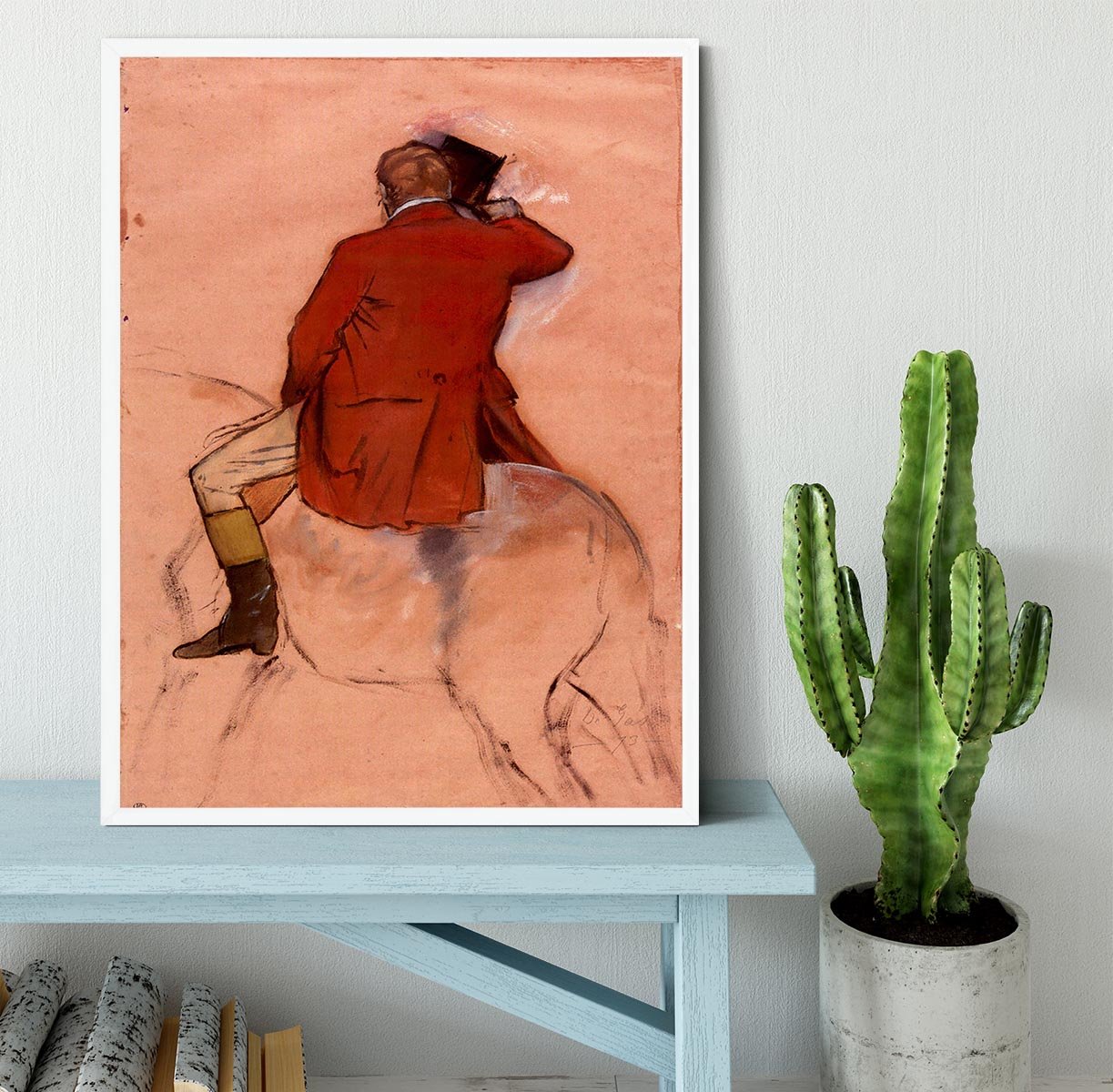 Rider with red jacket by Degas Framed Print - Canvas Art Rocks -6