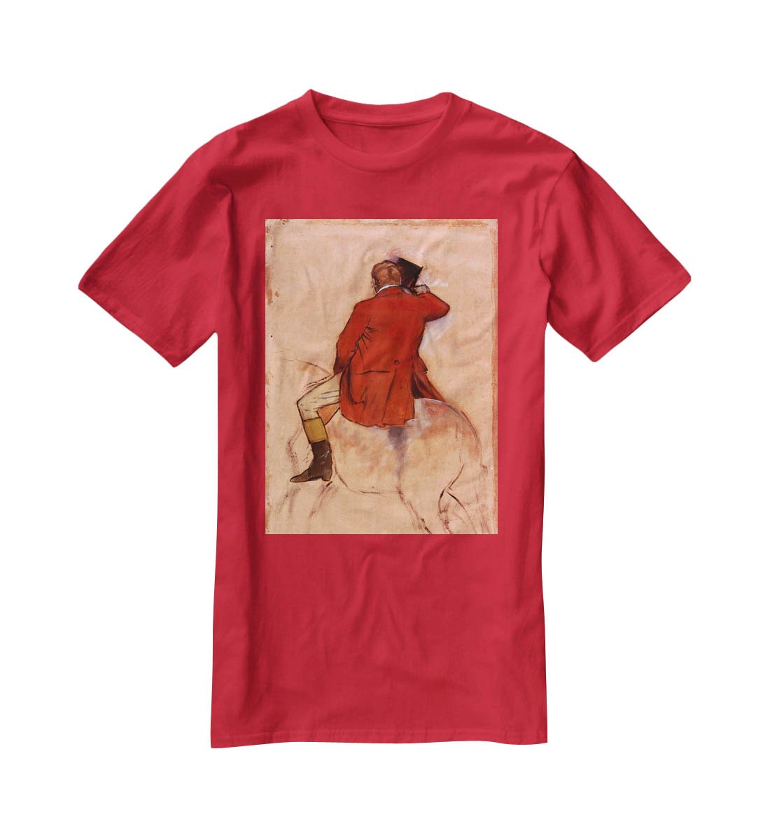 Rider with red jacket by Degas T-Shirt - Canvas Art Rocks - 4