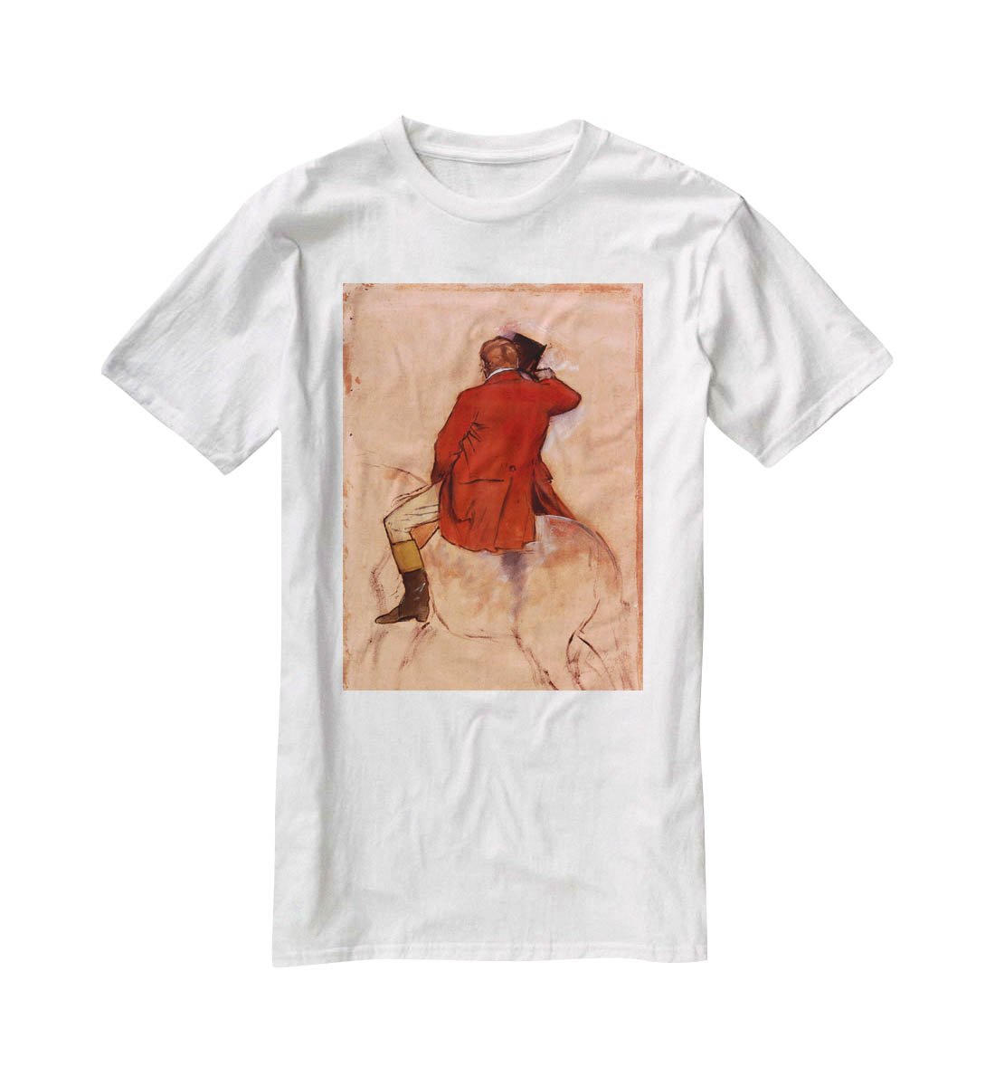 Rider with red jacket by Degas T-Shirt - Canvas Art Rocks - 5