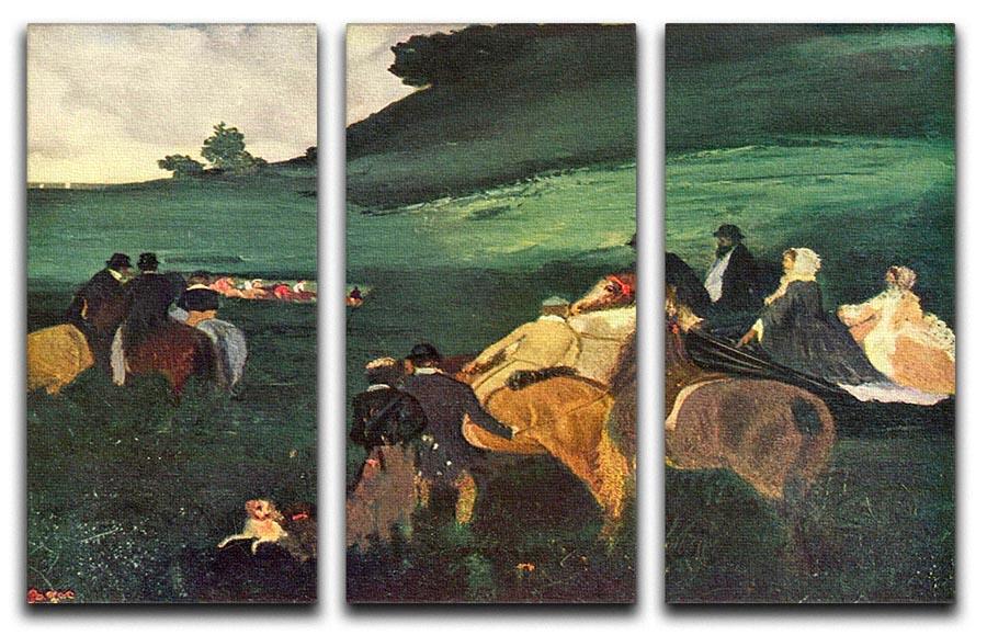 Riders in the landscape by Degas 3 Split Panel Canvas Print - Canvas Art Rocks - 1