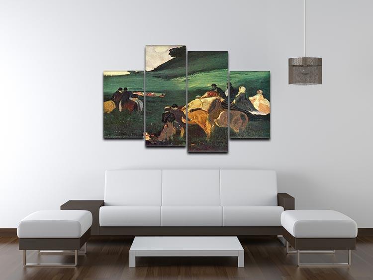 Riders in the landscape by Degas 4 Split Panel Canvas - Canvas Art Rocks - 3