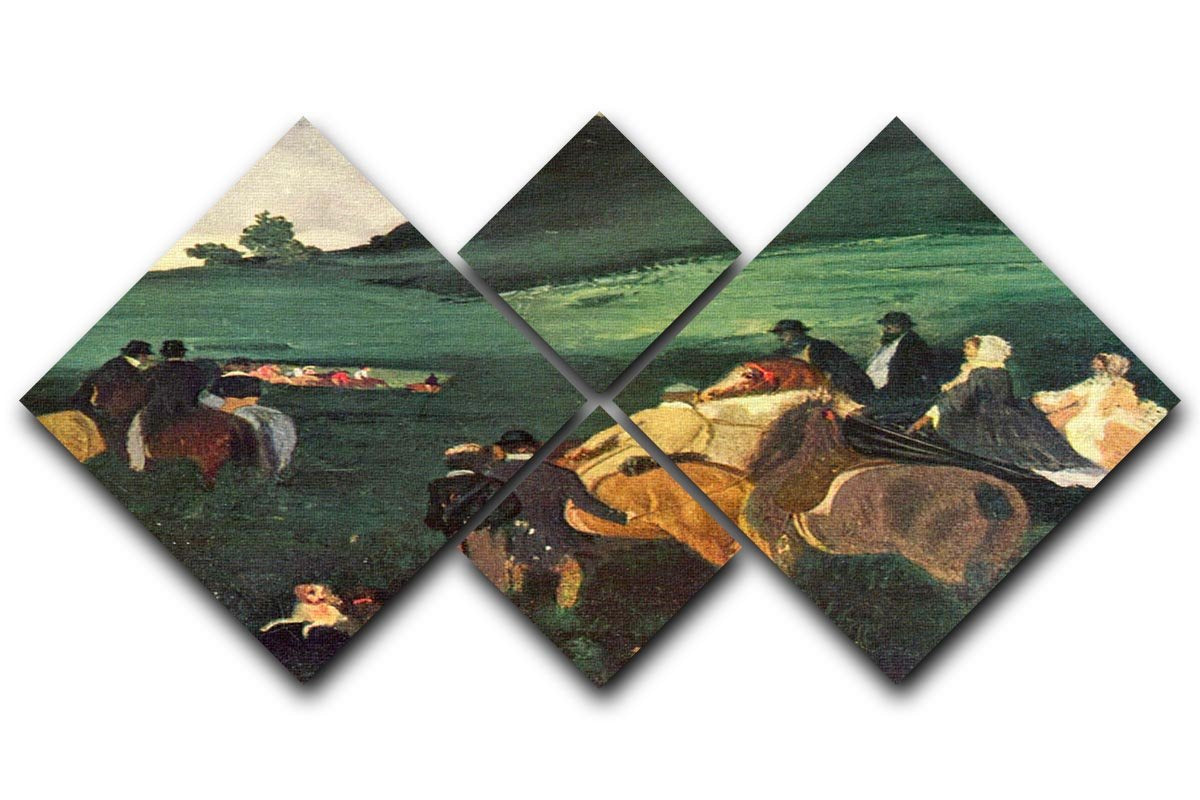Riders in the landscape by Degas 4 Square Multi Panel Canvas - Canvas Art Rocks - 1