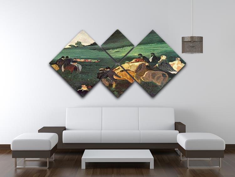 Riders in the landscape by Degas 4 Square Multi Panel Canvas - Canvas Art Rocks - 3