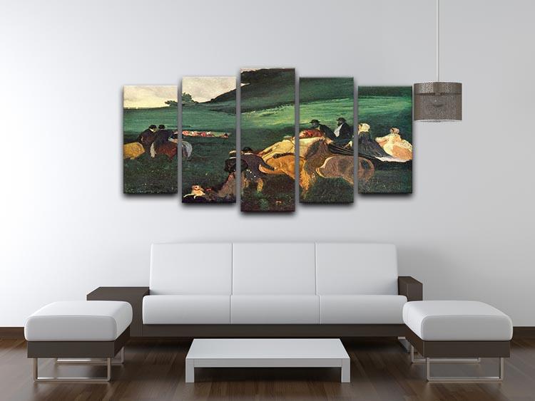 Riders in the landscape by Degas 5 Split Panel Canvas - Canvas Art Rocks - 3