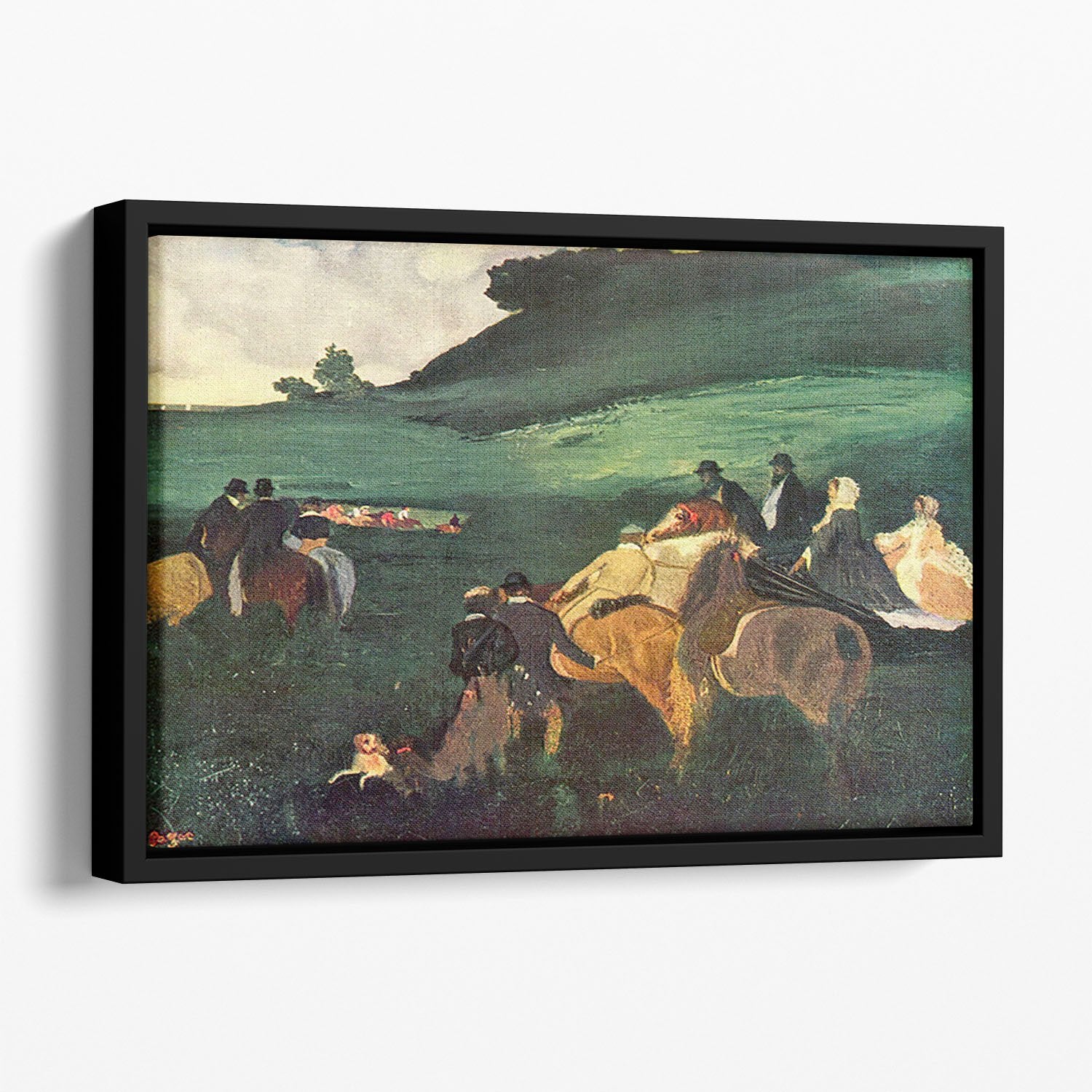 Riders in the landscape by Degas Floating Framed Canvas