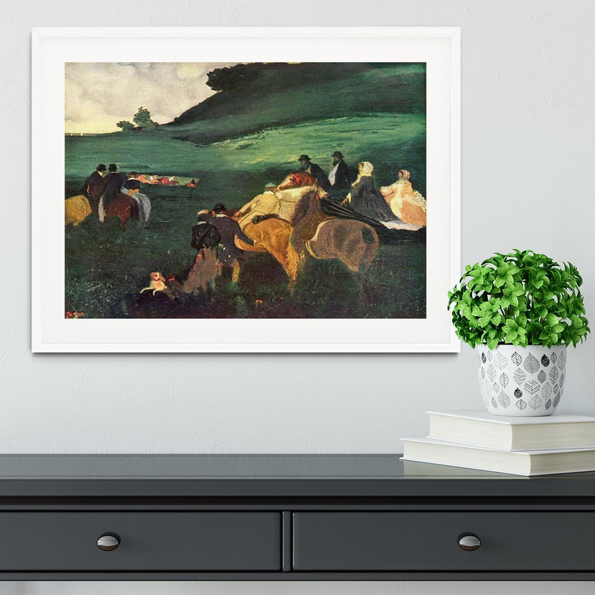 Riders in the landscape by Degas Framed Print - Canvas Art Rocks - 5