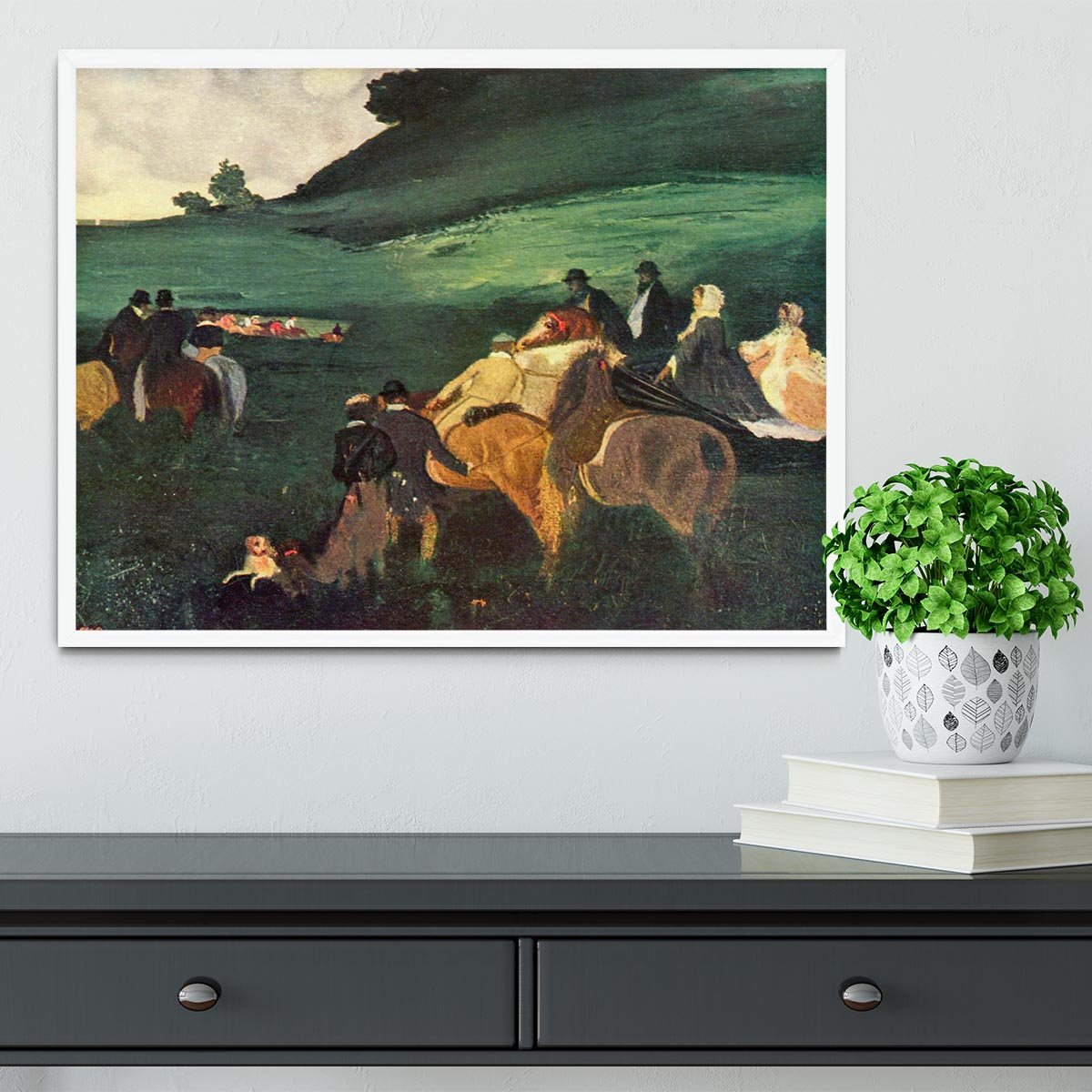 Riders in the landscape by Degas Framed Print - Canvas Art Rocks -6