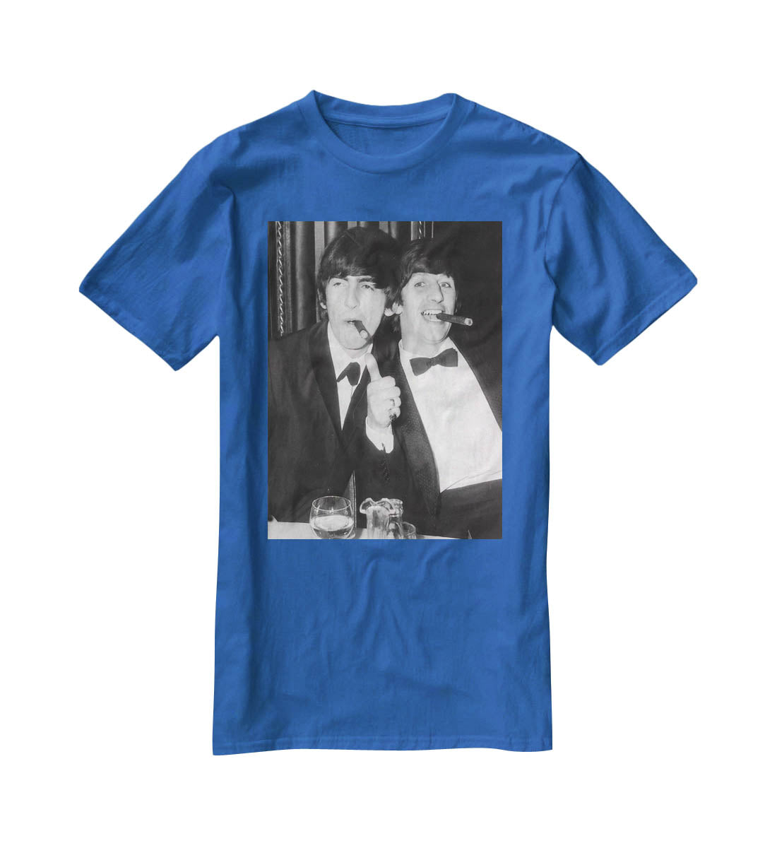 Ringo Starr and George Harrison smoking cigars T-Shirt - Canvas Art Rocks - 2