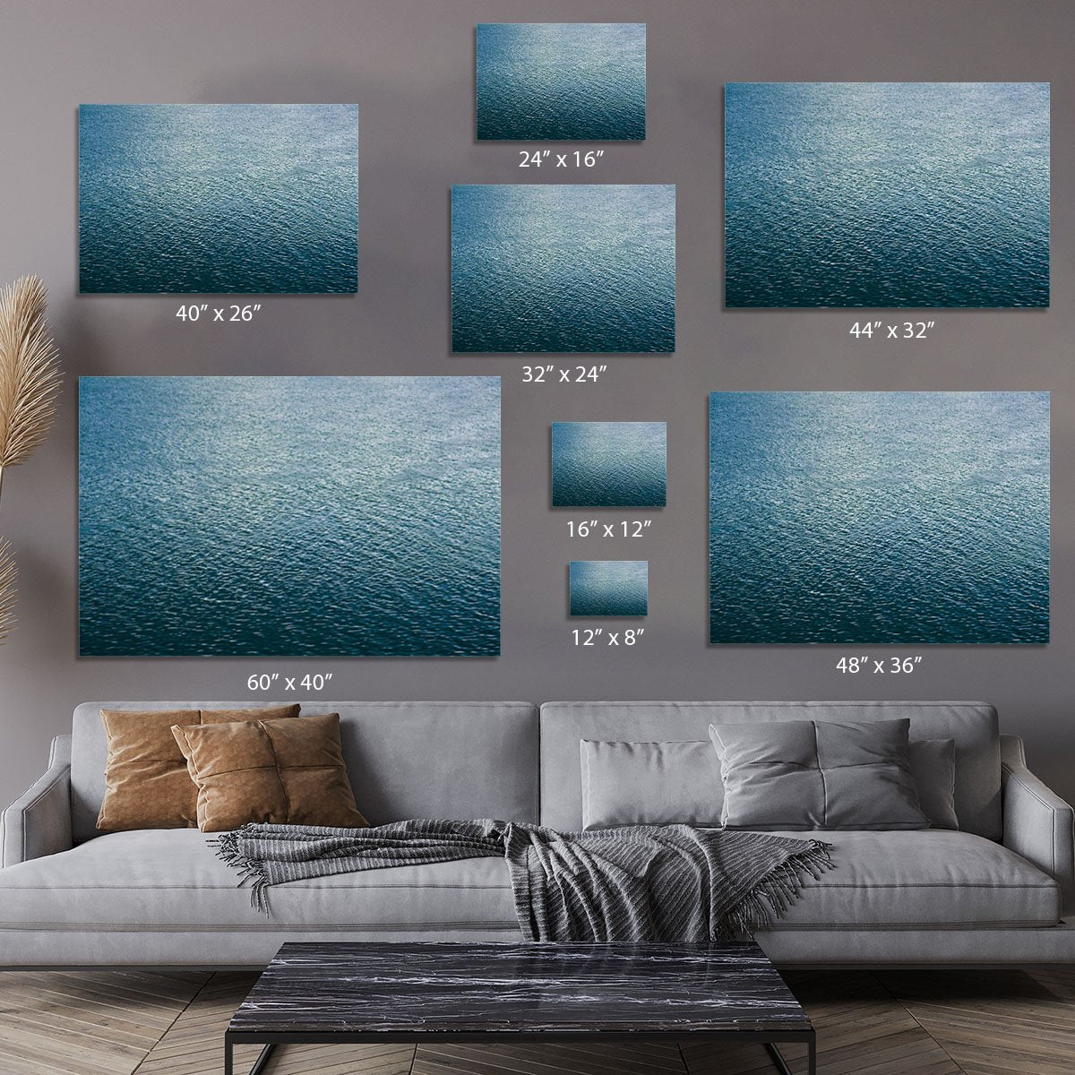 Ripple on blue water Canvas Print or Poster