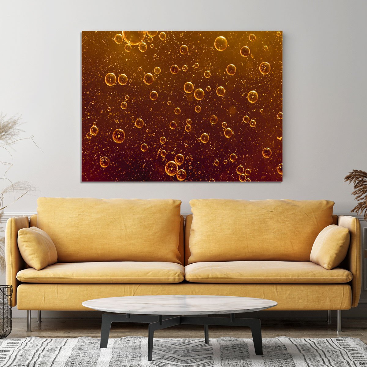 Rising orange bubbles Canvas Print or Poster