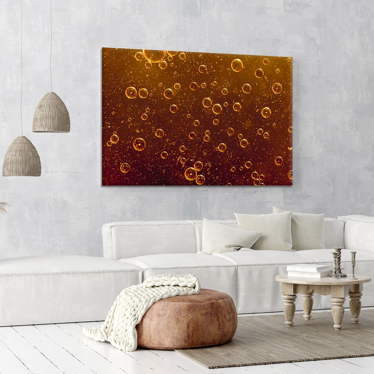 Rising orange bubbles Canvas Print or Poster
